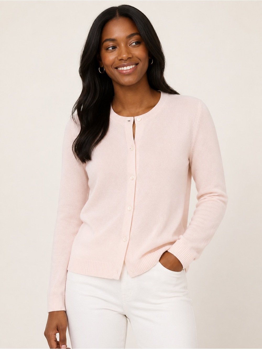 Croft & Barrow Light Pink Button Cardigan Medium